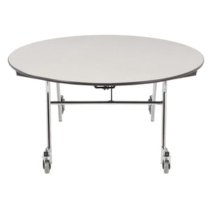 Mobile EasyFold Table, 60" Round, Plywood Core, Vinyl T-Mold Edge, Chrome Frame