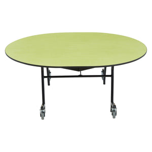 Mobile EasyFold Table, 60"x72" Oval, Particleboard Core, Vinyl T-Mold Edge, Chrome Frame