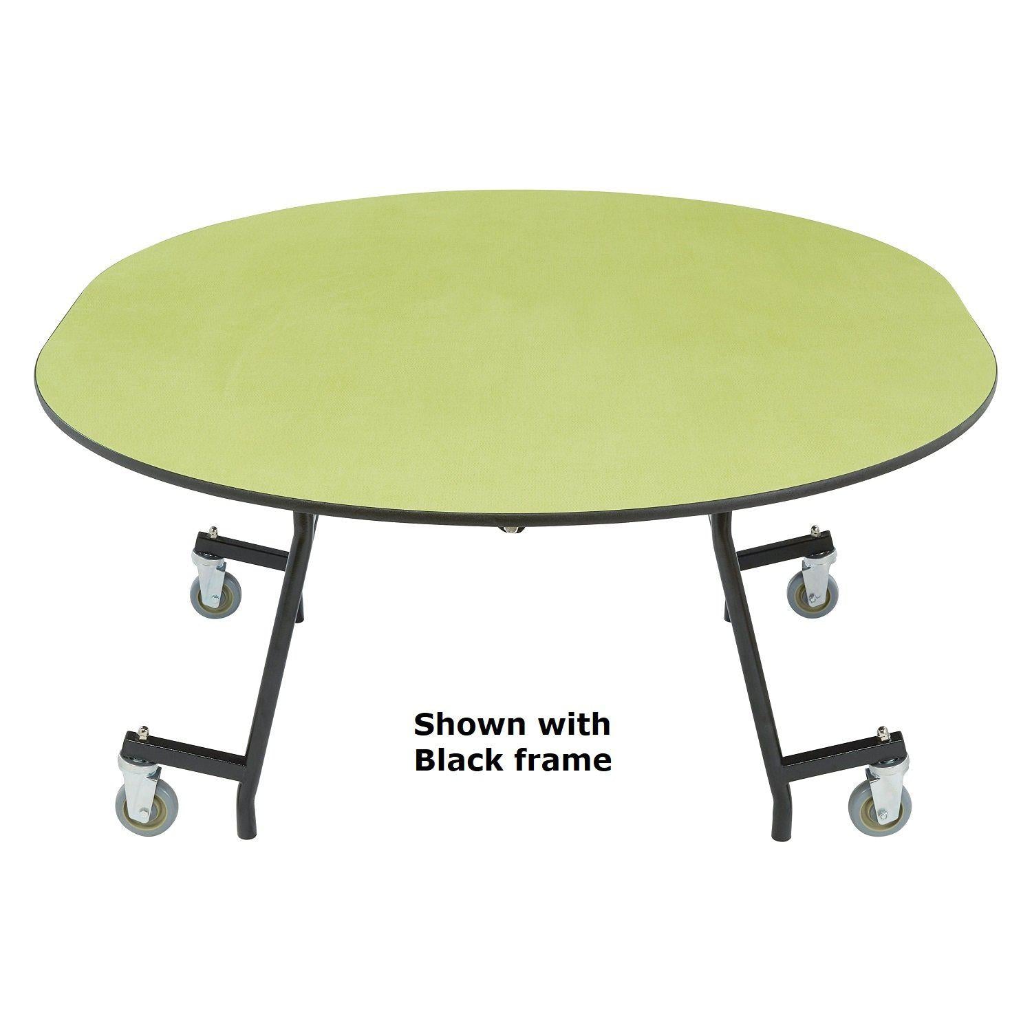 Mobile EasyFold Table, 60"x72" Oval, Particleboard Core, Vinyl T-Mold Edge, Chrome Frame