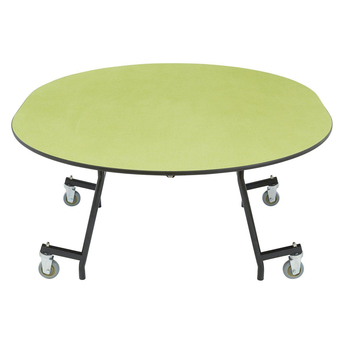 Mobile EasyFold Table, 60"x72" Oval, Plywood Core, Vinyl T-Mold Edge, Textured Black Frame