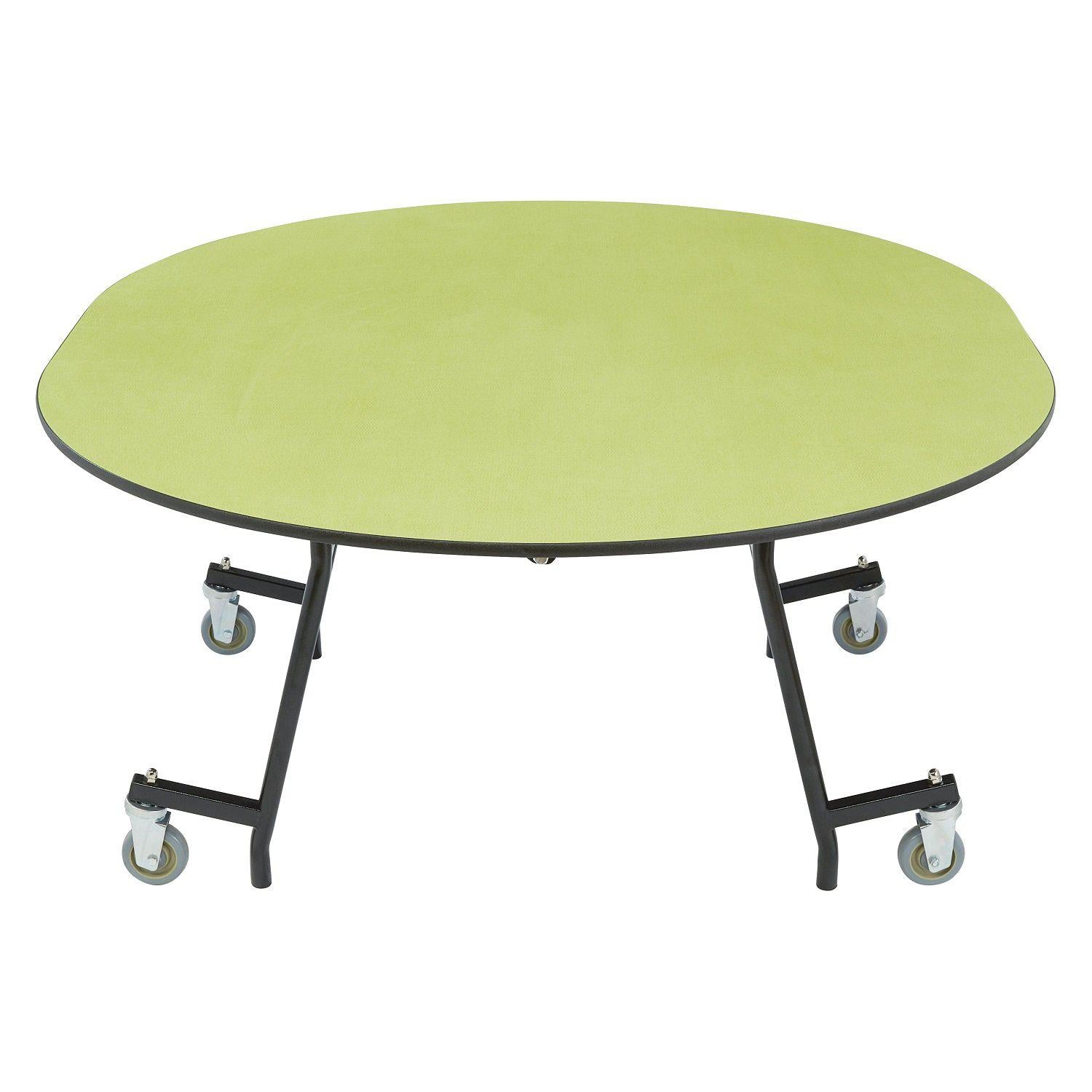 Mobile EasyFold Table, 60"x72" Oval, Particleboard Core, Vinyl T-Mold Edge, Textured Black Frame