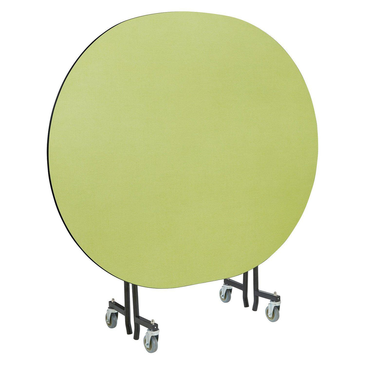 Mobile EasyFold Table, 60"x72" Oval, Plywood Core, Vinyl T-Mold Edge, Textured Black Frame