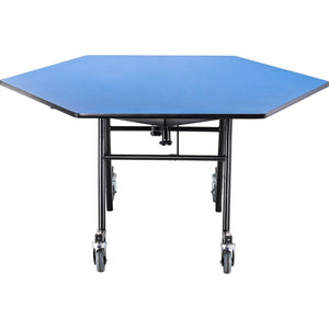 Mobile EasyFold Table, 60" Hexagon, MDF Core, Black ProtectEdge, Textured Black Frame