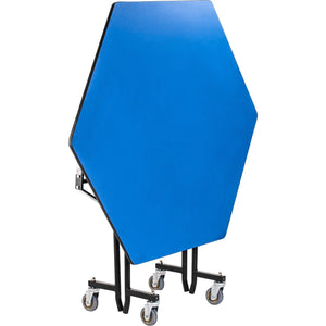 Mobile EasyFold Table, 60" Hexagon, MDF Core, Black ProtectEdge, Textured Black Frame
