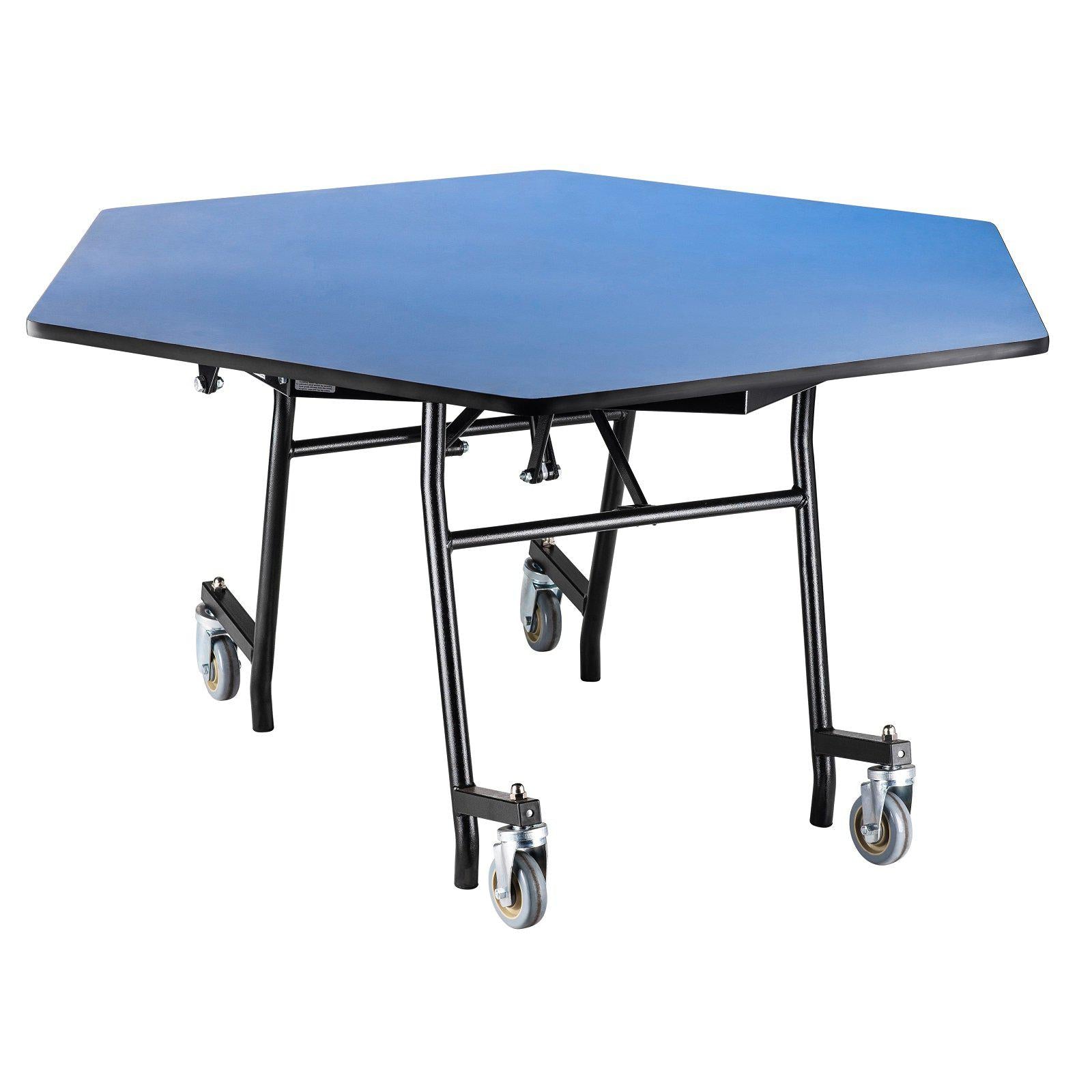 Mobile EasyFold Table, 48" Hexagon, MDF Core, Black ProtectEdge, Textured Black Frame