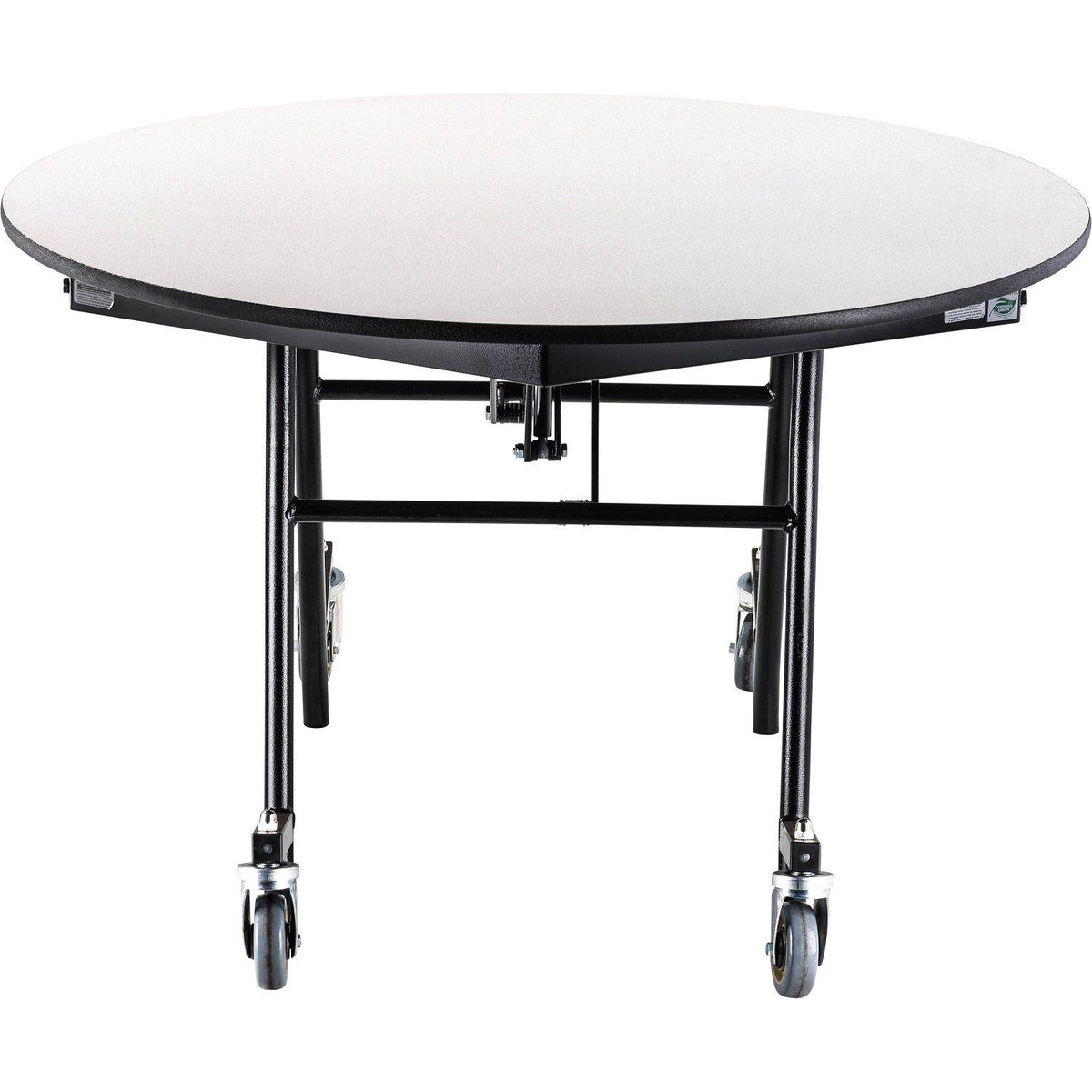 Mobile EasyFold Table, 60" Round, Plywood Core, Vinyl T-Mold Edge, Textured Black Frame