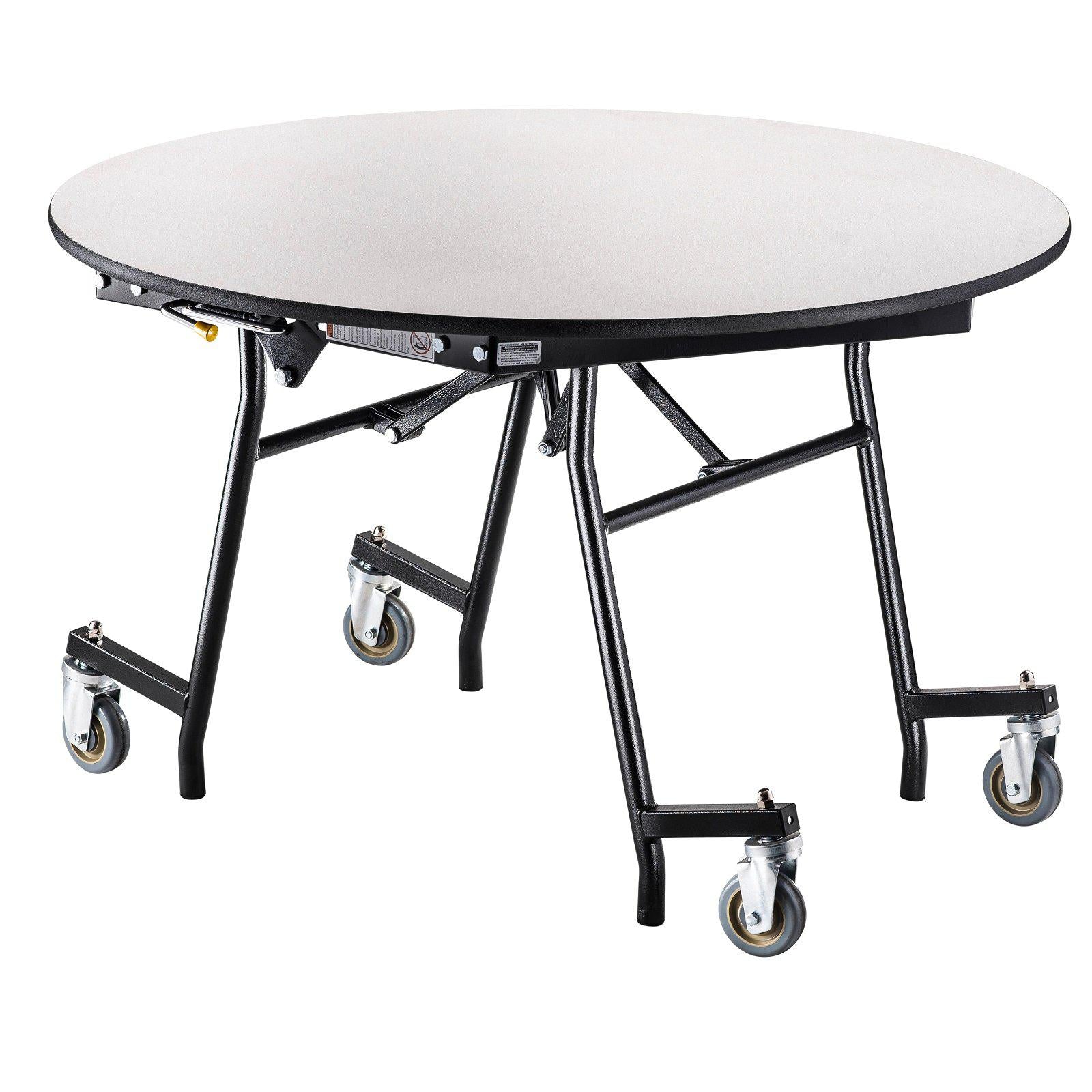 Mobile EasyFold Table, 48" Round, Particleboard Core, Vinyl T-Mold Edge, Textured Black Frame