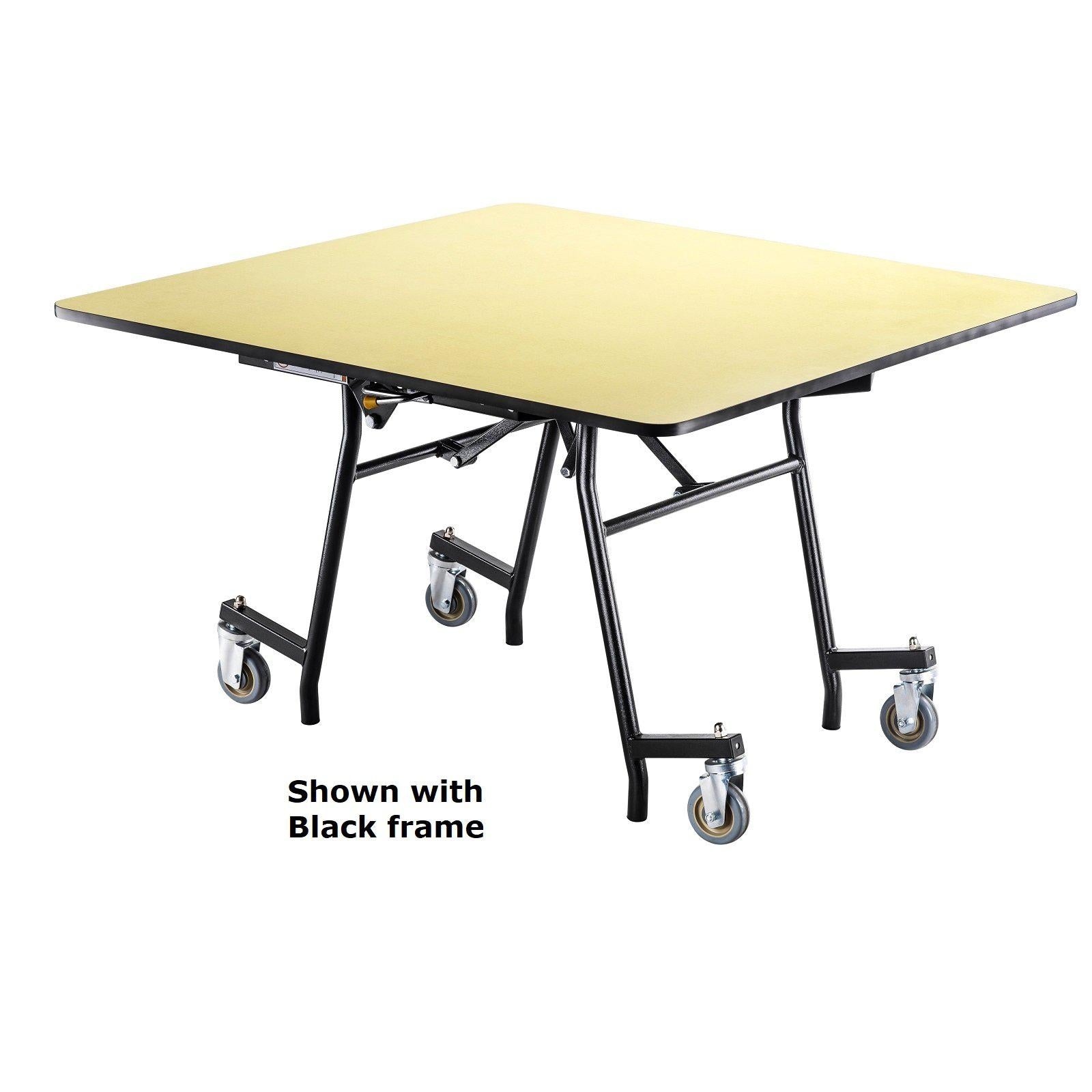 Mobile EasyFold Table, 48" Square, Particleboard Core, Vinyl T-Mold Edge, Chrome Frame