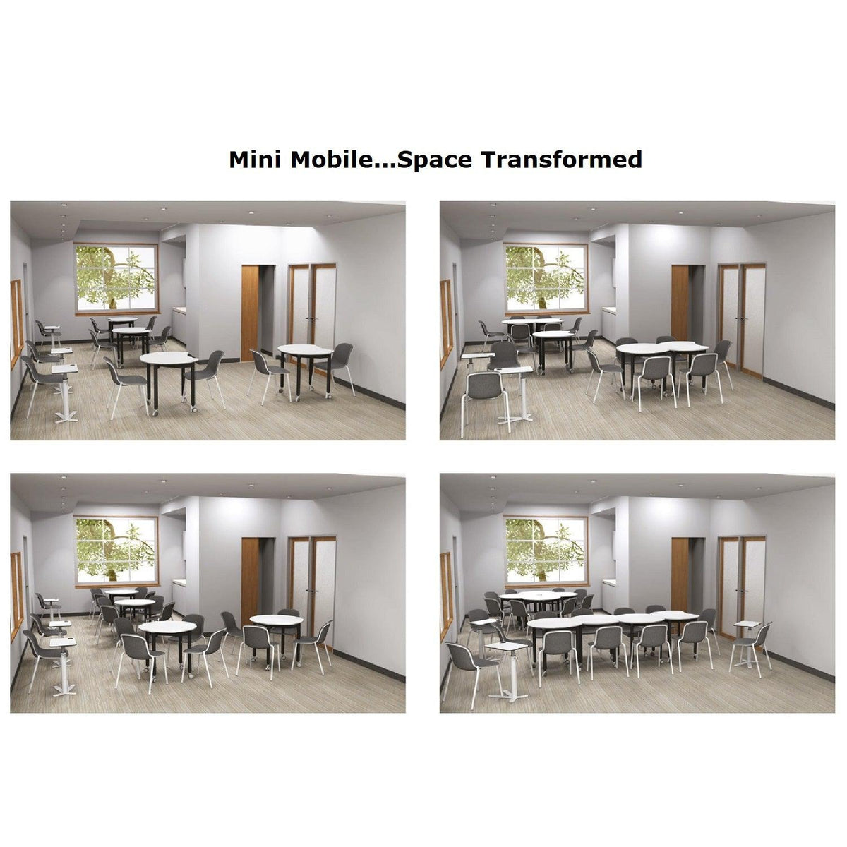 Muzo Tall Kite® Standing Height Mini Mobile Dry-Erase Flip-Top Folding/Nesting Table, 42" Crescent