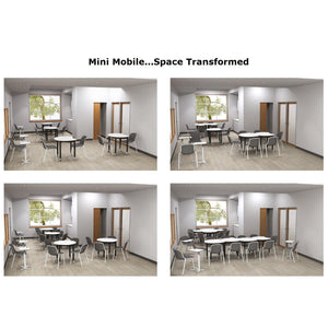 Muzo Kite® Mini Mobile Flip-Top Folding/Nesting Table, 34" Crescent