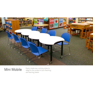Muzo Tall Kite® Standing Height Mini Mobile Flip-Top Folding/Nesting Table, 42" Crescent