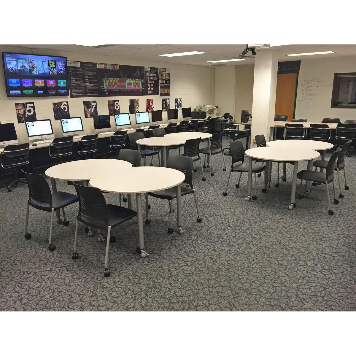 Muzo Kite® Mini Mobile Dry-Erase Flip-Top Folding/Nesting Table, 42" Full Circle, 29" H