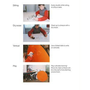Muzo Kite® Mini Mobile Dry-Erase Flip-Top Folding/Nesting Table, 42" Crescent