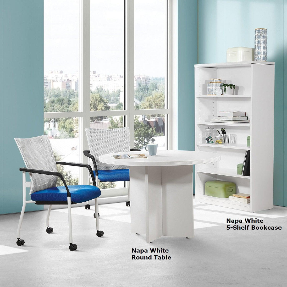 "Napa White" Round Table,  47" x 29" H