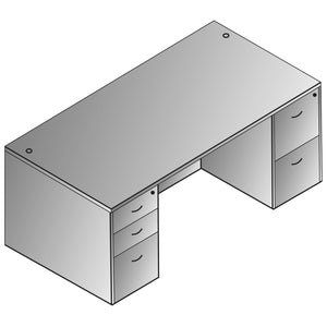 "Napa White" Double Pedestal Desk, 71" x 35" x 29" H