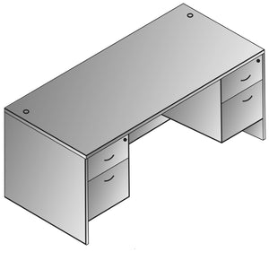 Napa Double Pedestal Desk, 66" x 30" x 29" H