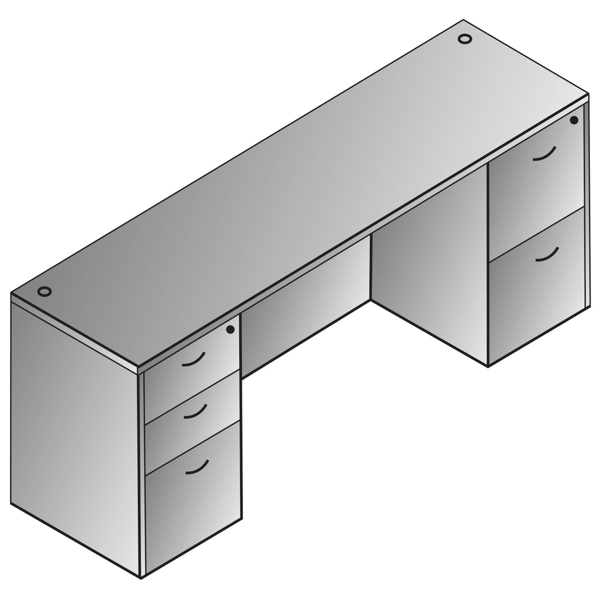 "Napa White" Kneespace Credenza, 71" x 24" x 29" H