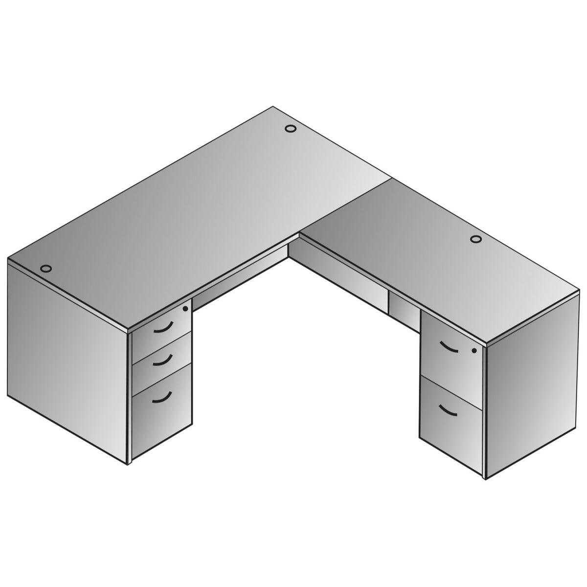 "Napa White" L-Shape Desk, 66" x 78" x 29" H