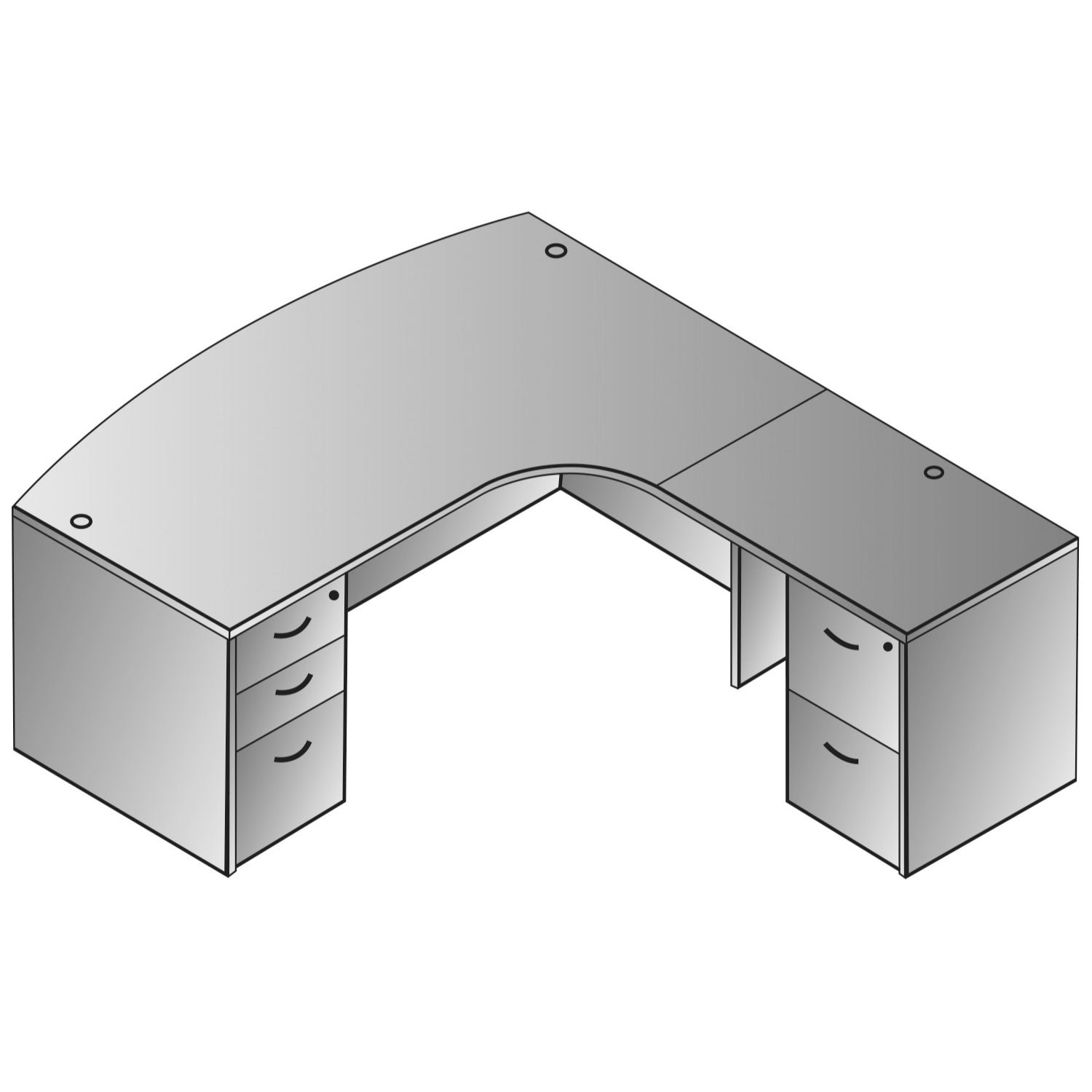 Napa Right L Shape with Curved Corner Desk, 71" x 83" x 29" H