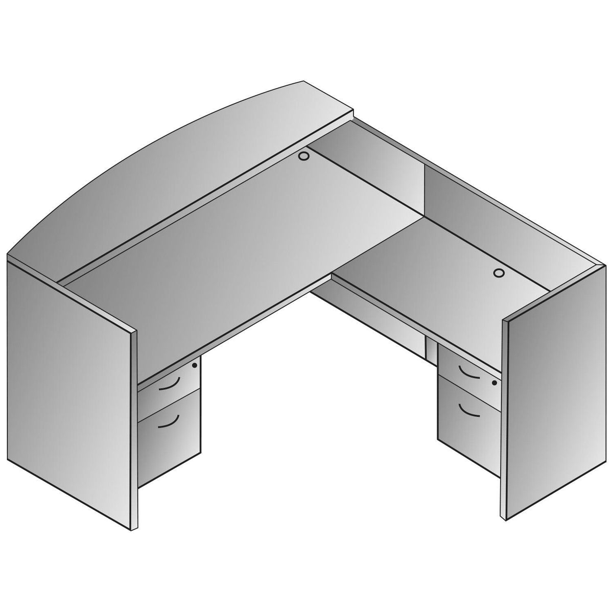 Napa L Shape Reception Station, 71" x 77" x 42" H