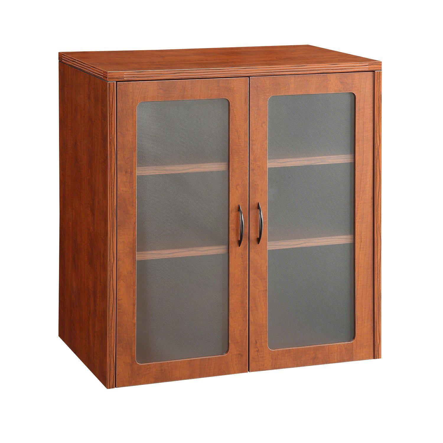 Napa 37"H Storage Cabinet, Glass/Wood Doors