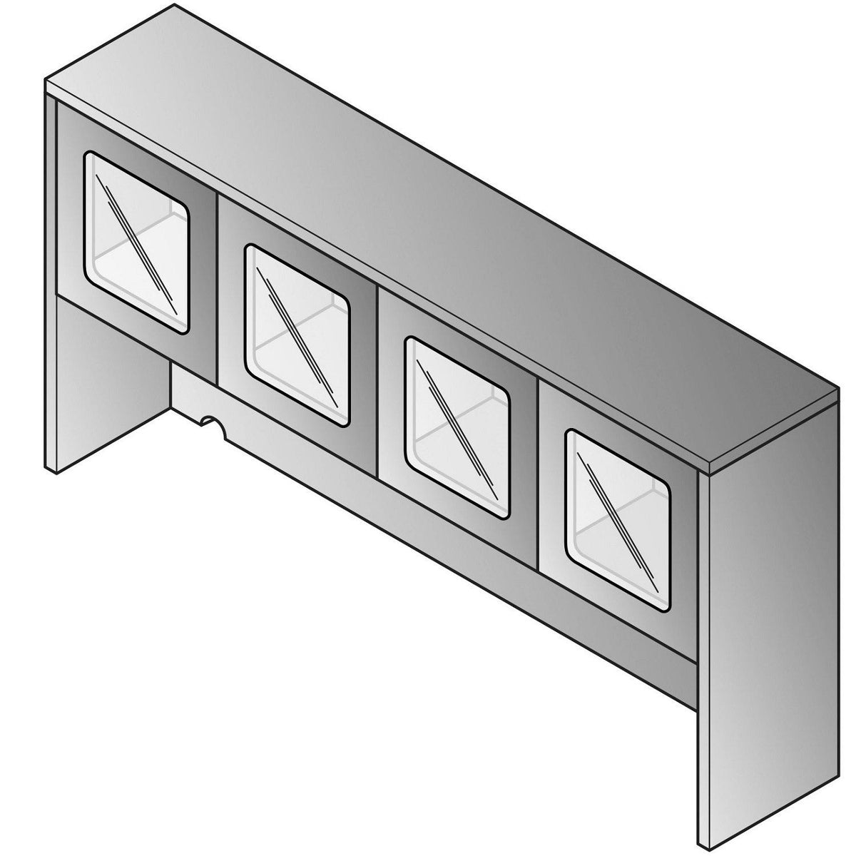 Napa Overhead with Wood and Glass Doors, 71" x 15" x 36" H