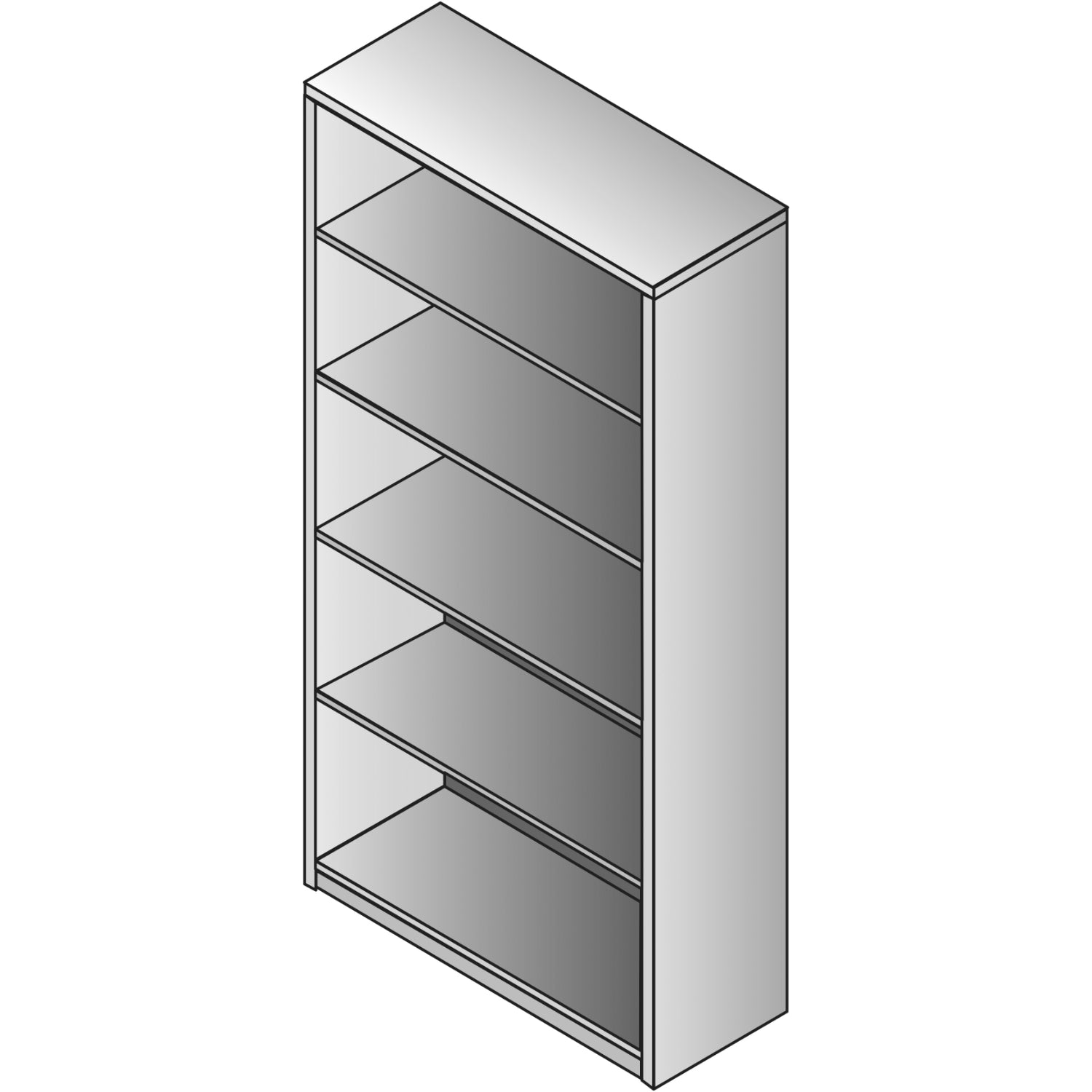 "Napa White" 5-Shelf Bookcase, 36" x 14" x 65" H