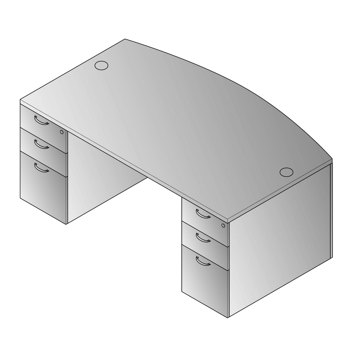 Napa StepFront Bow Top Desk, 71" x 40" x 29" H