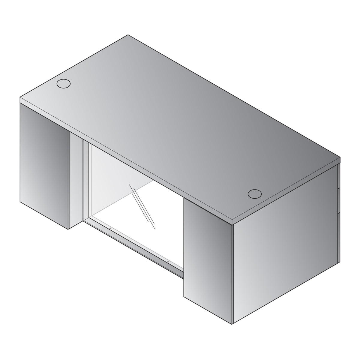 Napa StepFront Double Pedestal Desk with Glass Modesty Panel, 71” x 36” x 29" H
