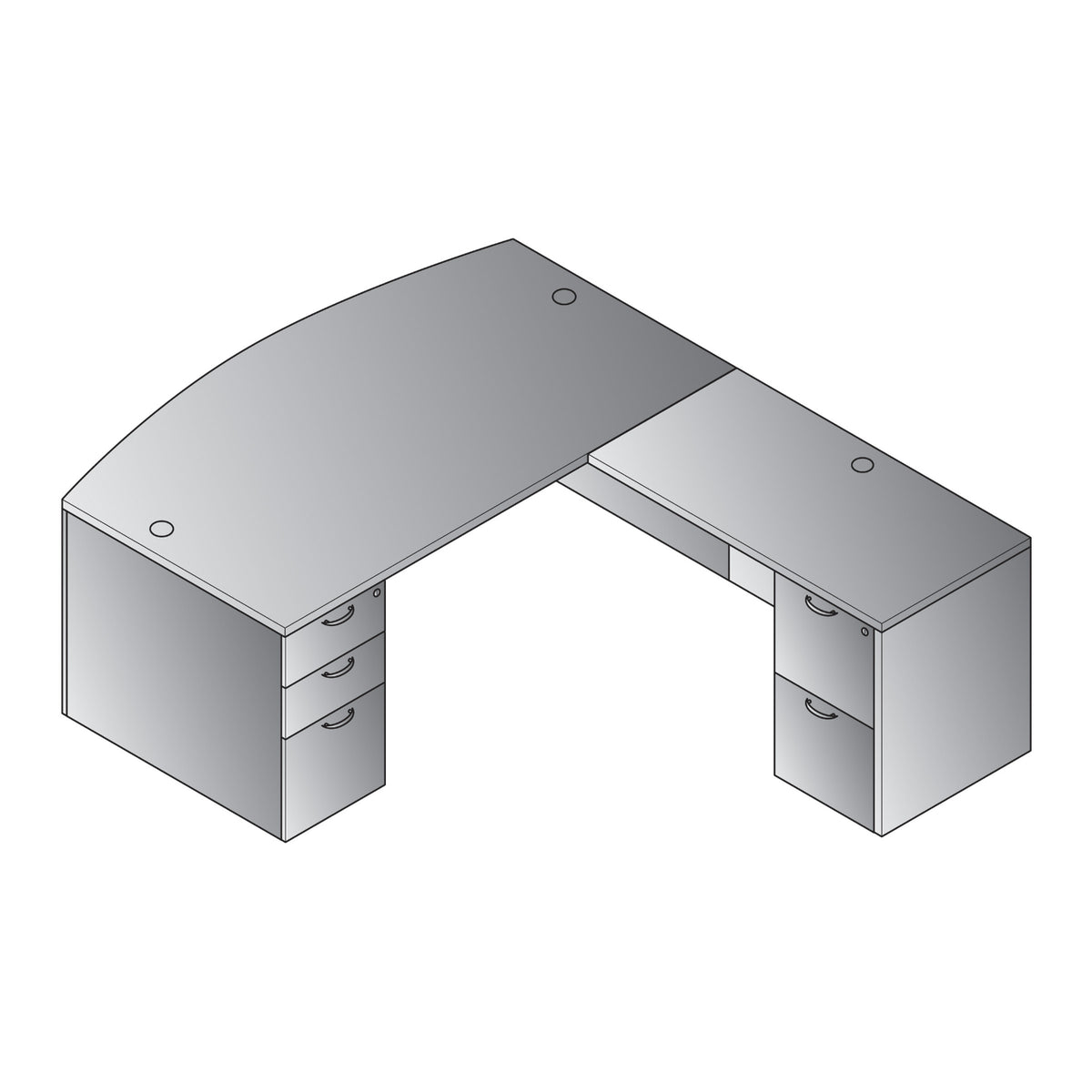 Napa StepFront L Shape with Bow Top Desk, 71” x 88”