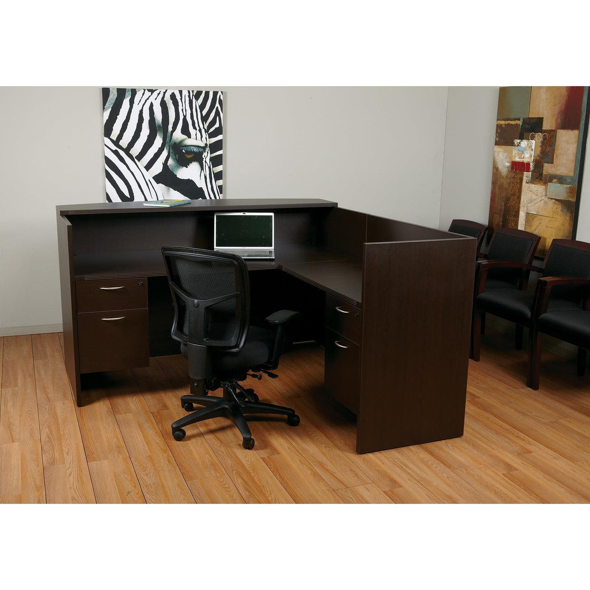 Napa L Shape Reception Station, 71" x 77" x 42" H