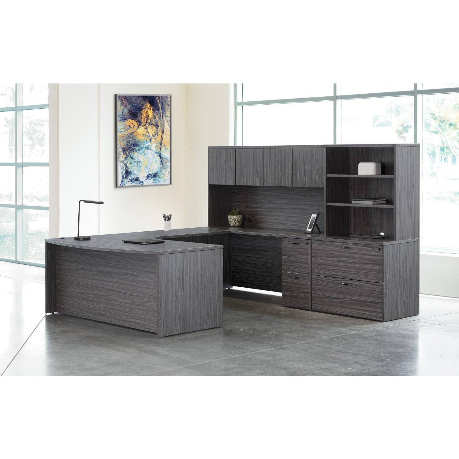 Napa Right U Shape with Corner Desk, Hutch and Storage, 107" x 107"