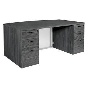 Napa StepFront Bow Top Desk with Glass Modesty Panel, 71" x 40" x 29" H