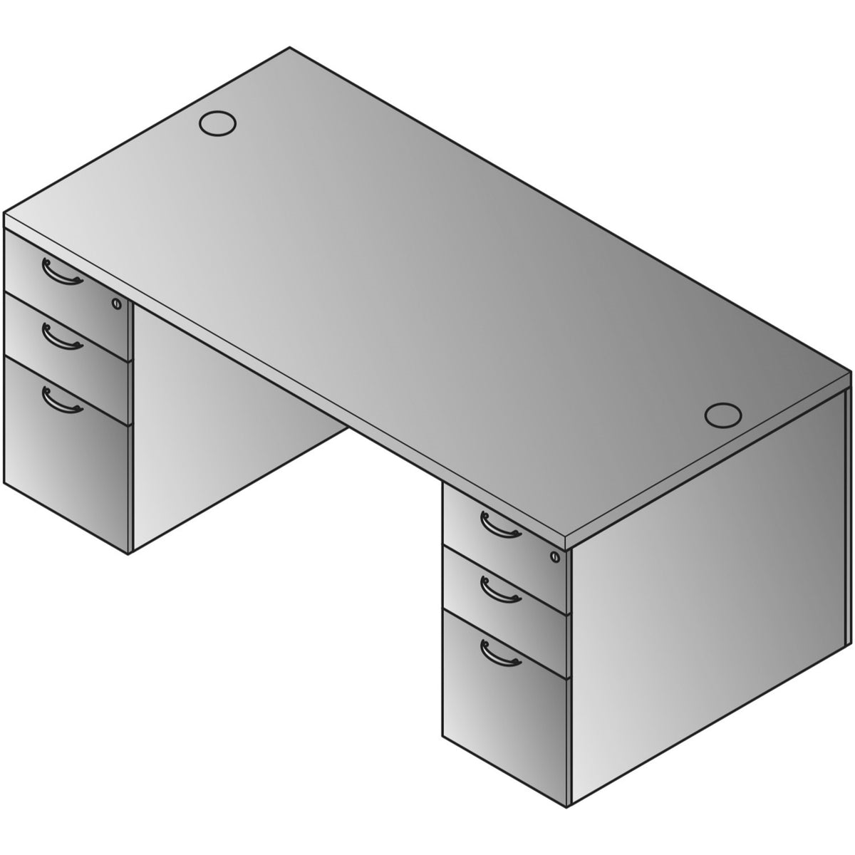Napa StepFront Double Pedestal Desk with Glass Modesty Panel, 71” x 36” x 29" H