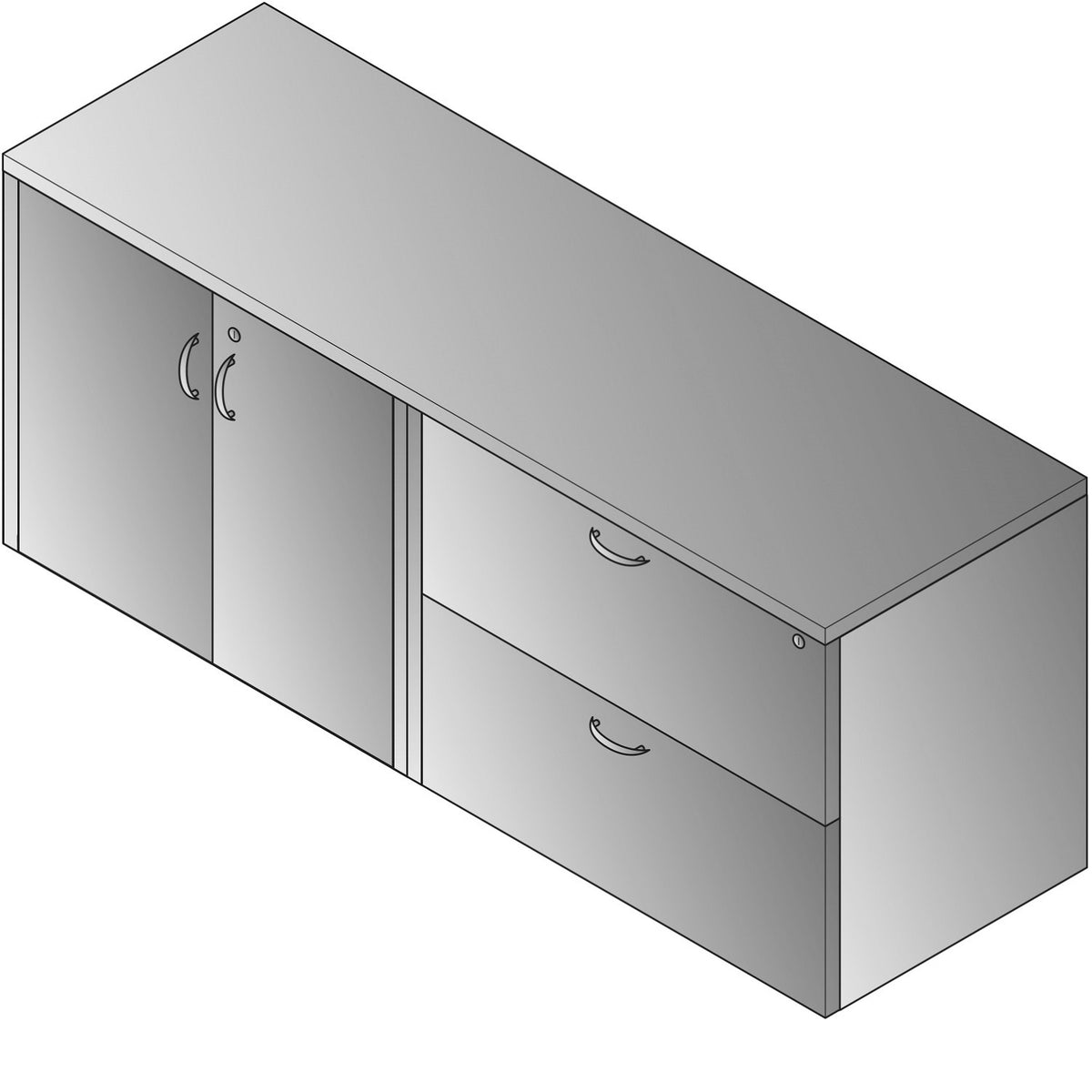 Napa Combo Credenza, 71" x 23" x 29" H