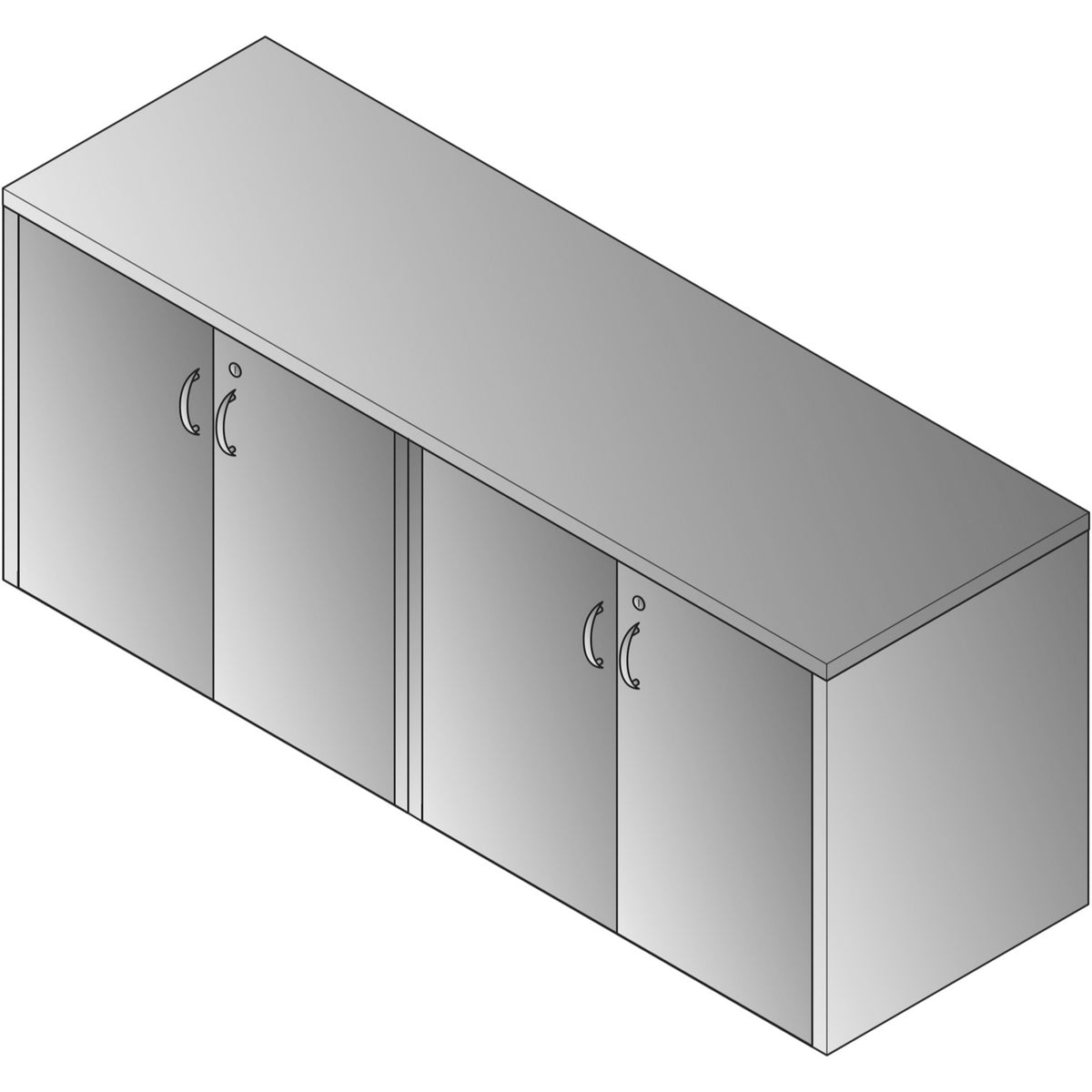 "Napa White" 4-Door Storage Credenza, 71" x 23" x 29" H