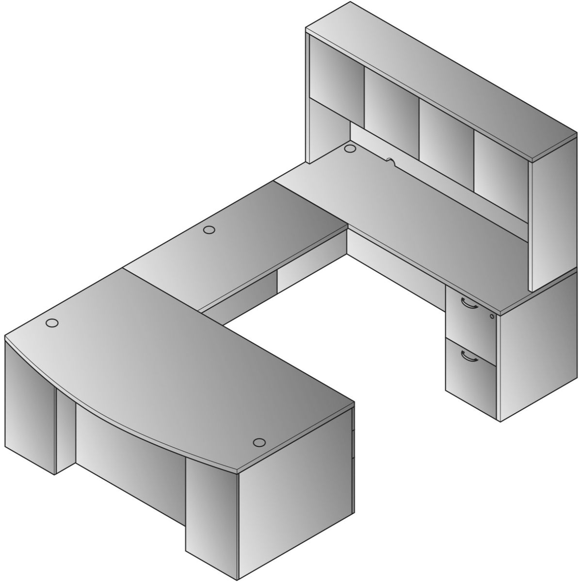 Napa StepFront U Shape with Hutch, 71” x 112”