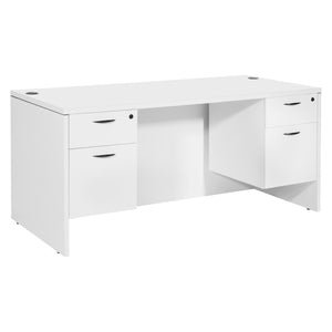"Napa White" Double Pedestal Desk, 66" x 30" x 29" H