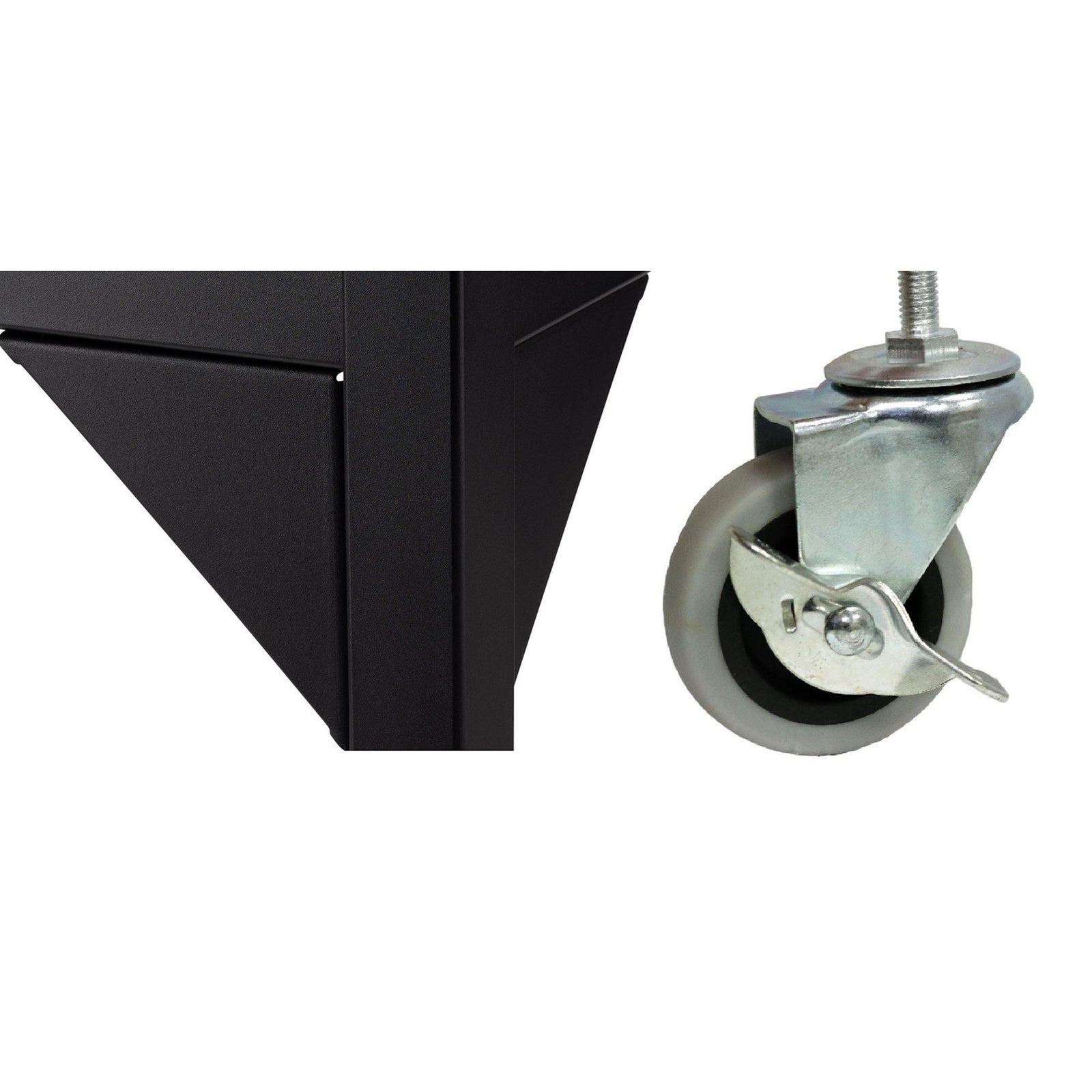 Set of 4 Casters and Gussets for NPS Fixed Height Steel Frame Science Tables or Heavy-Duty Utility Tables, Black Finish