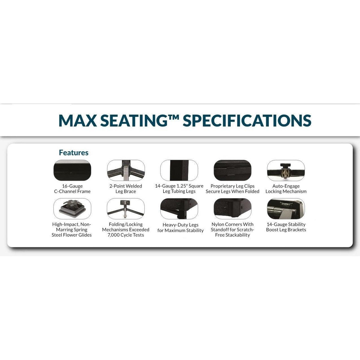 Max Seating Folding Bench, 15" x 72", Plywood Core, High Pressure Laminate Top with T-Mold Edging