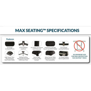 Max Seating Folding Training and Seminar Table with Cantilever Legs, 24" x 96", High Pressure Laminate Top with Plywood Core/T-Mold Edge