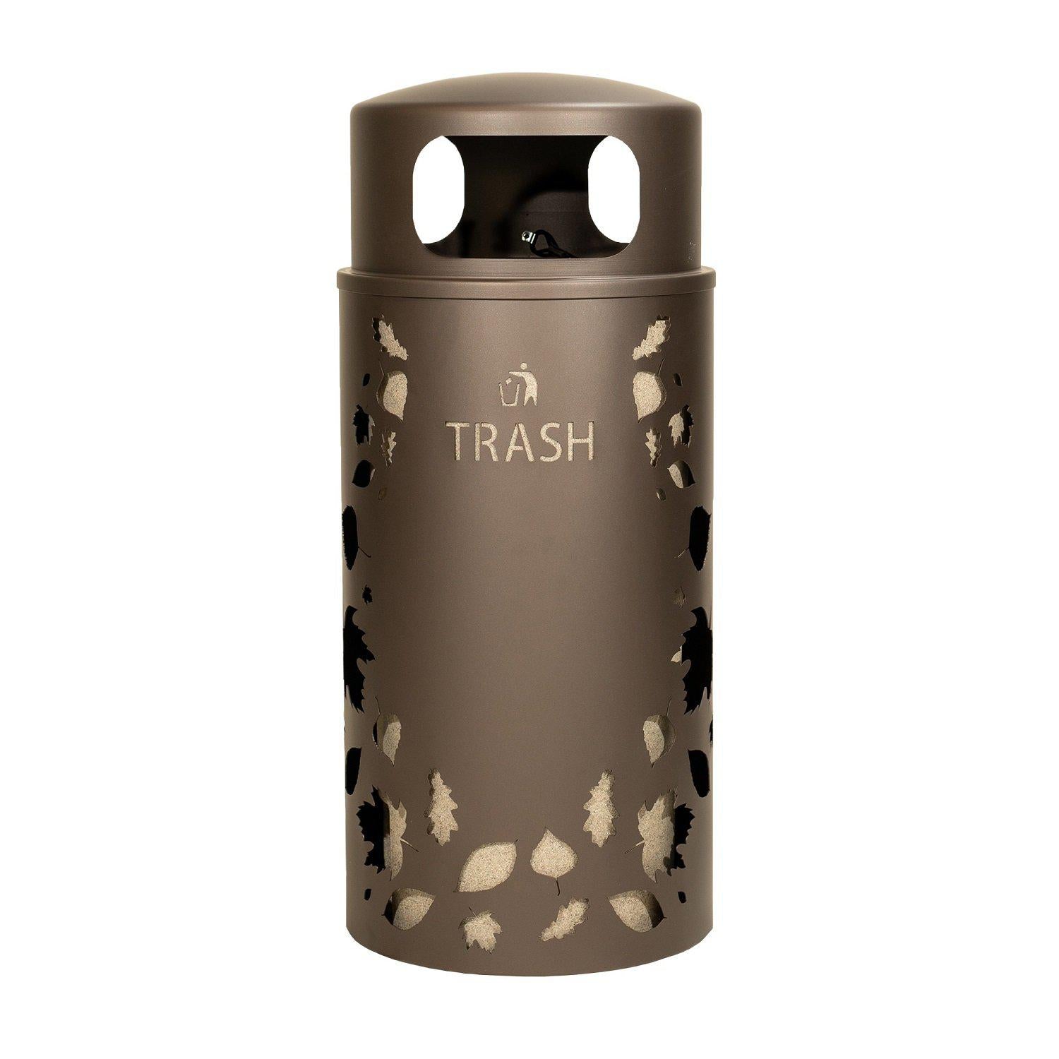 Nature Series 33 Gallon Leaves Steel Outdoor Trash Receptacle