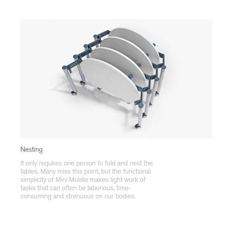 Muzo Kite® Mini Mobile Flip-Top Folding/Nesting Table, 34" Full Circle