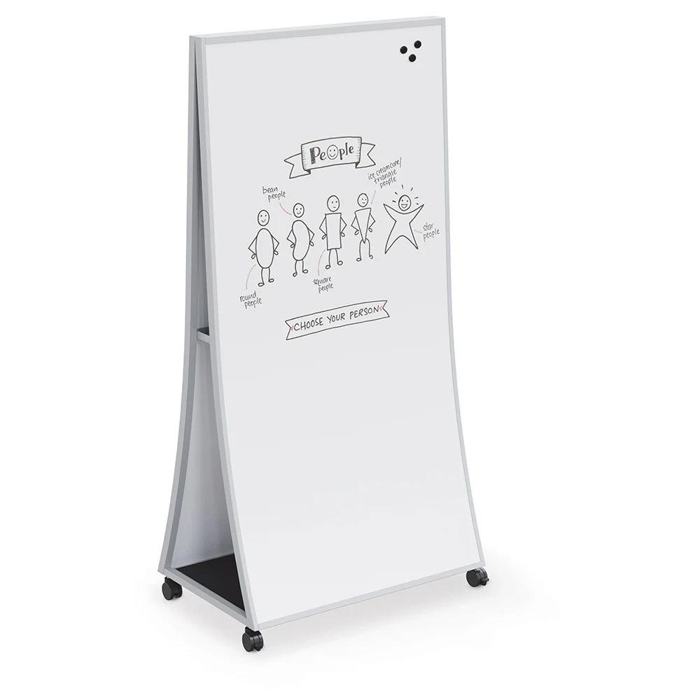 Ogee Curved Double-Sided Magnetic Whiteboard Easel with Porcelain