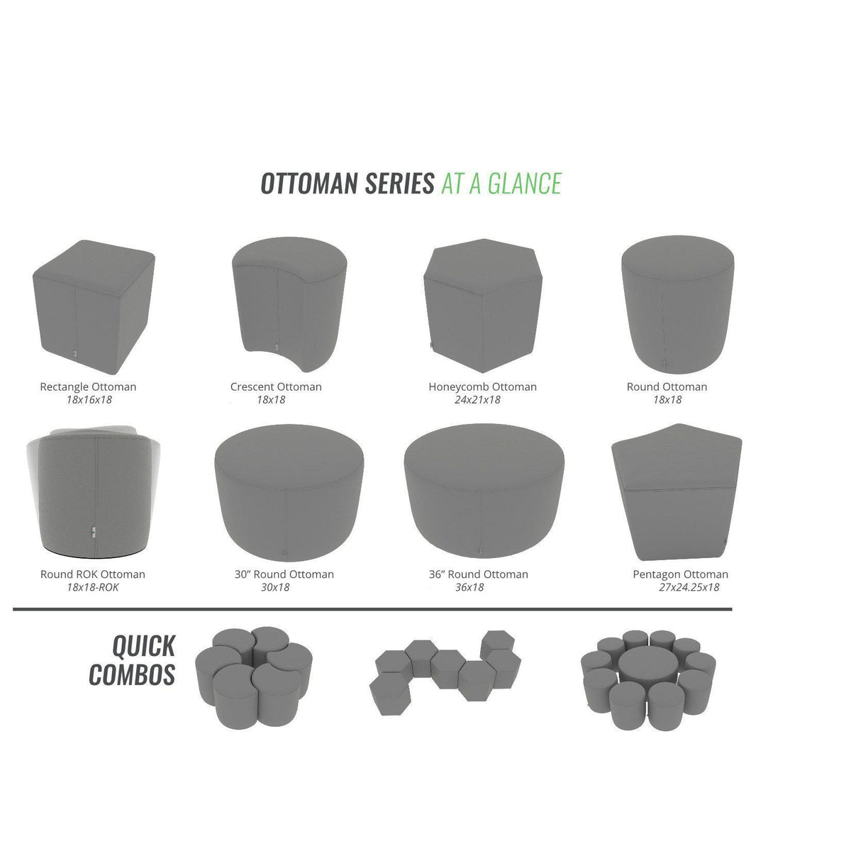 Fomcore Ottoman Series Rectangle with 100% ALL-FOAM CORE, Antibacterial Vinyl Upholstered Sides and High Pressure Laminate Top, LIFETIME WARRANTY, FREE SHIPPING