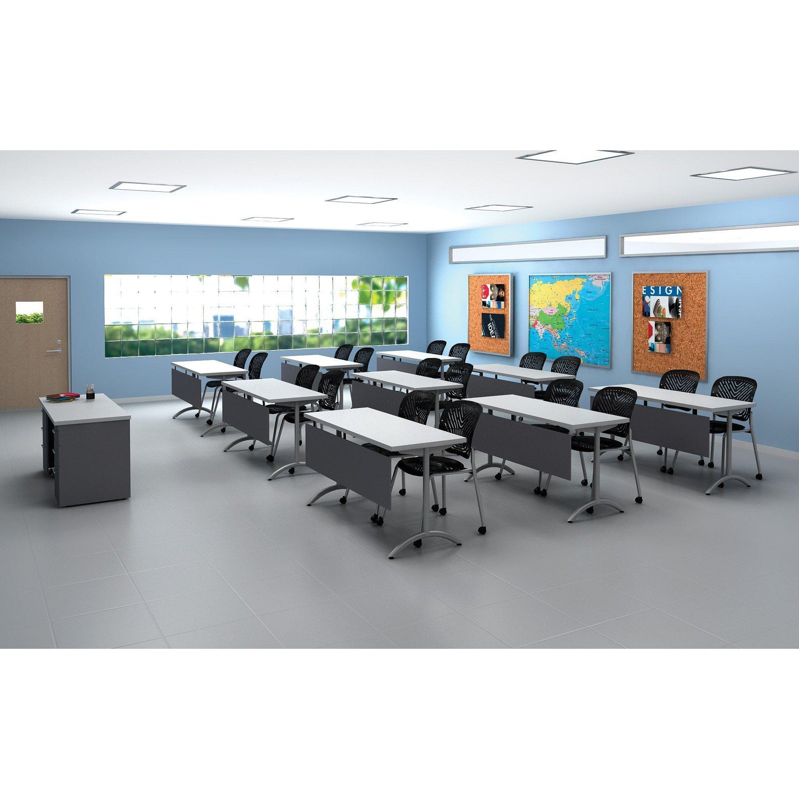 Pace Table with Modesty Panel and T-Arc Legs, 48" x 24"