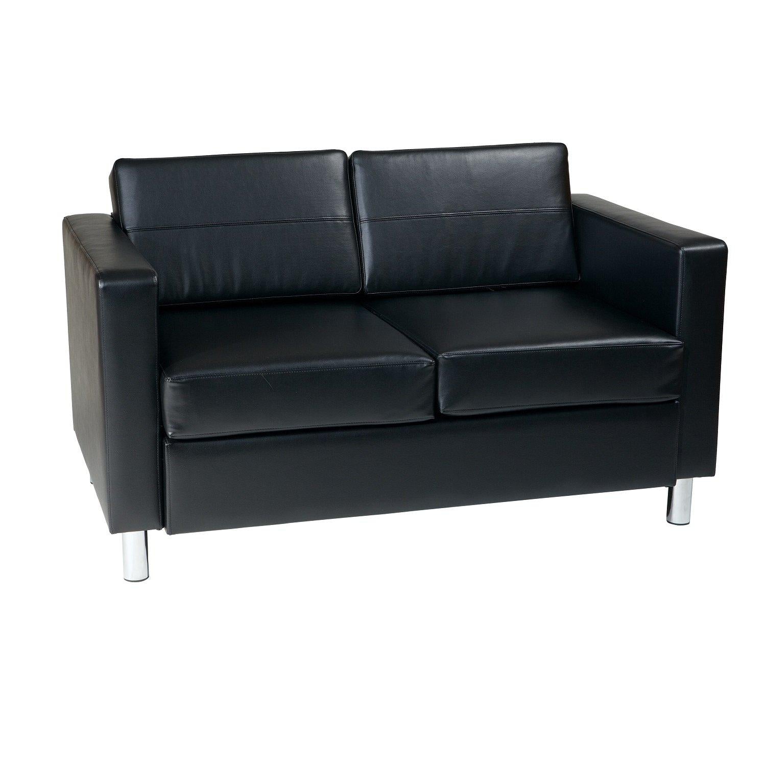 Pacific Loveseat with Chrome Finish Legs, Vinyl Faux Leather Upholstery