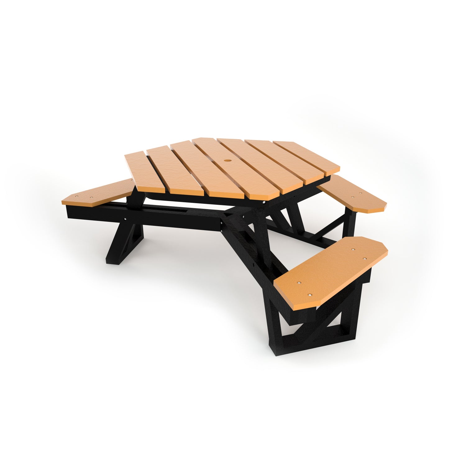 Frog Furnishings Hex Resinwood ADA Outdoor Picnic Table, 6 Ft. Dia.