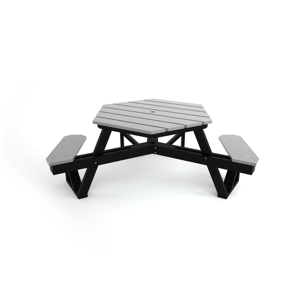Frog Furnishings Hex Resinwood ADA Outdoor Picnic Table, 6 Ft. Dia.