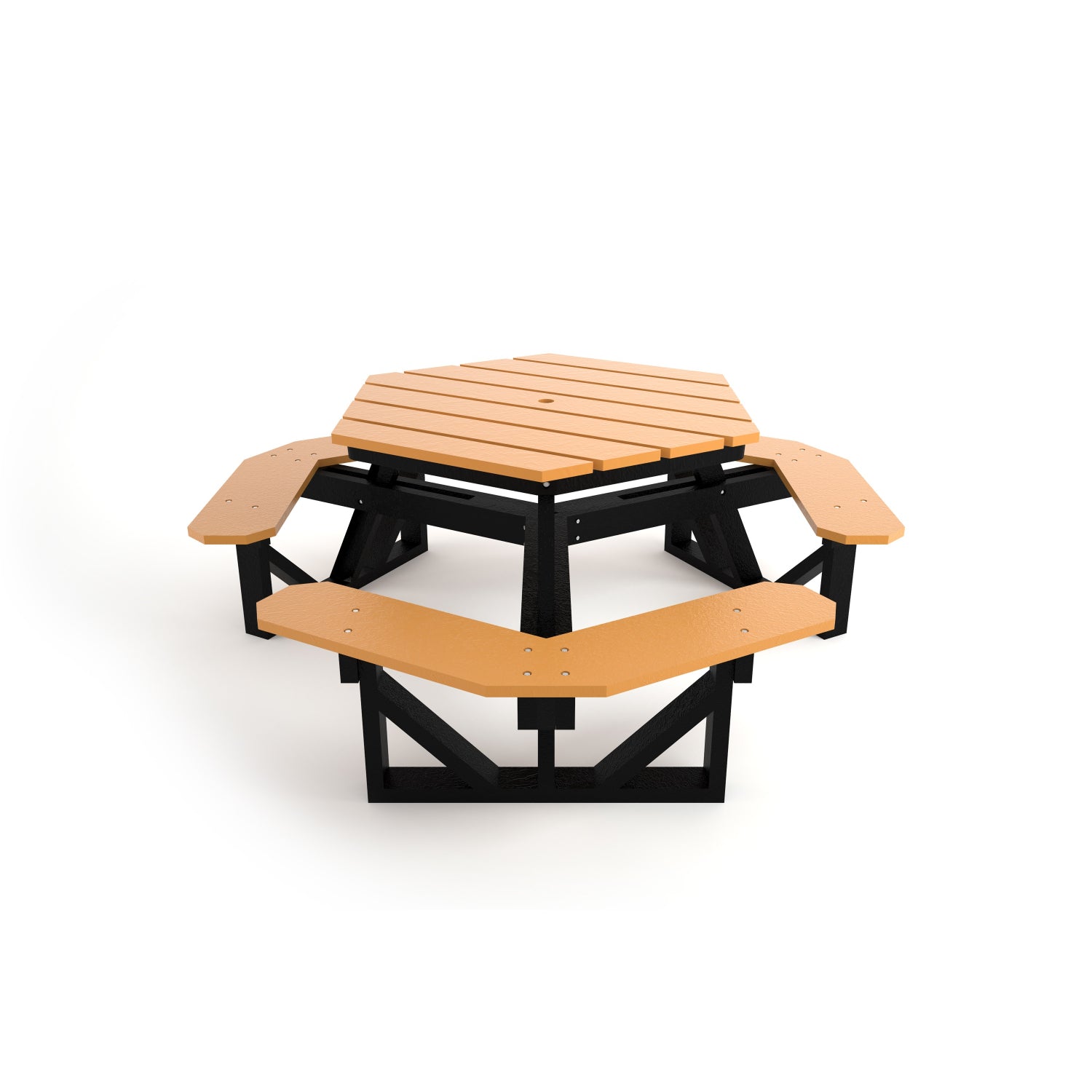 Frog Furnishings Hex Resinwood Outdoor Picnic Table, 6 Ft. Dia.